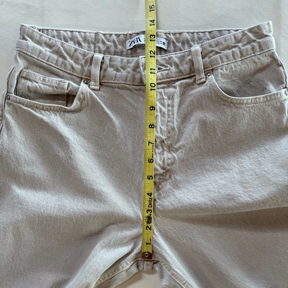 Zara Women's Cream High Rise 100% Cotton Jeans (8) - Picture 7 of 16